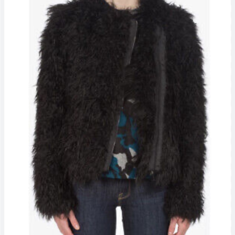 Zadig & Voltaire black Vianna Faux Fur zip jacket coat. Size Small. - Picture 7 of 15
